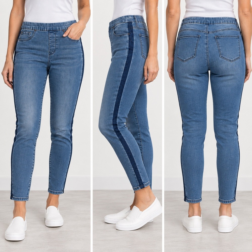 Tribal Jeans Women's Size 6 Pull-On Skinny Ankle Denim Side Stripe Stretch